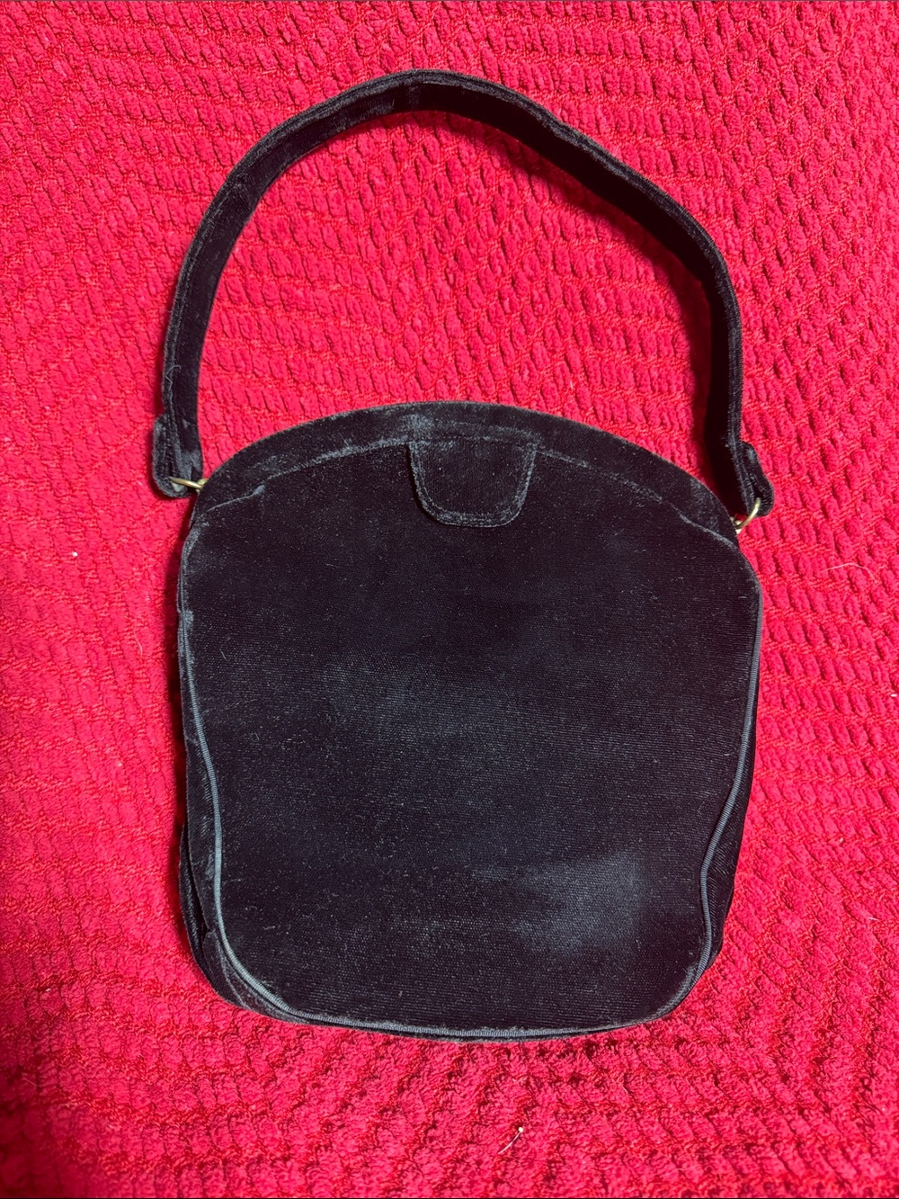 Vintage Classic Black Velvet Shoulder Bag